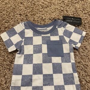 Little Bipsy Blue and White Checkered Kids Tee